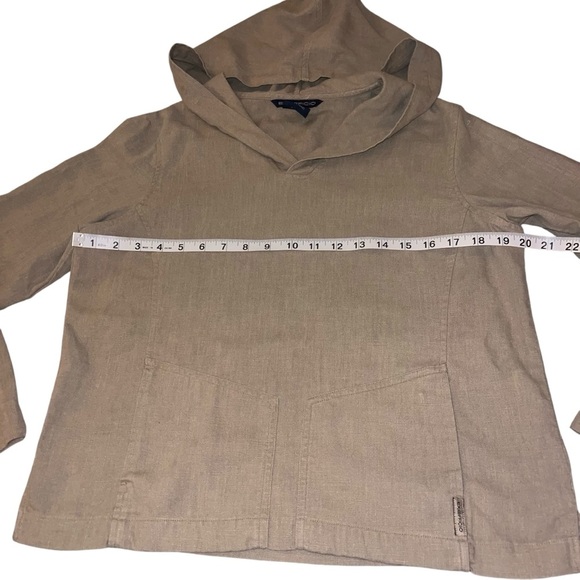 EUC Exofficio Women’s Linen Hooded Long Sleeve Travel Shirt Taupe Olive Small - Picture 3 of 10